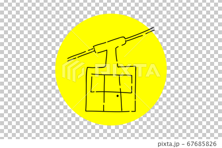 アナログ手書き風のゆるいタッチのアイコン ロープウェーのイラスト素材