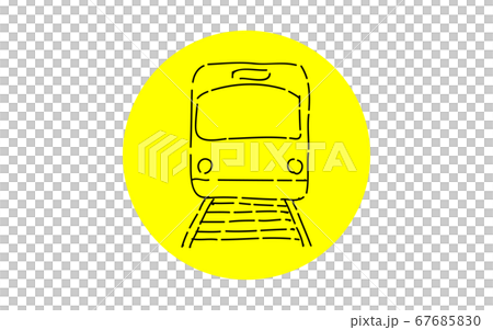 アナログ手書き風のゆるいタッチのアイコン 電車のイラスト素材