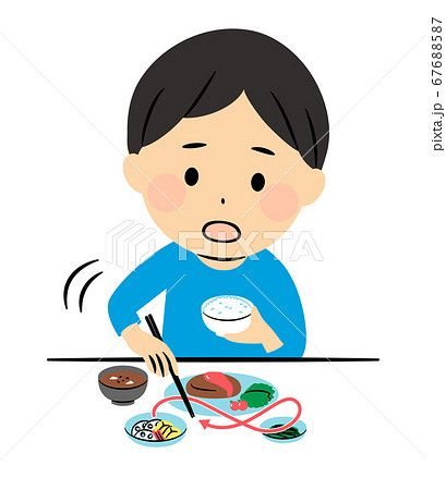 良くない食べ方例 迷い箸のイラスト素材
