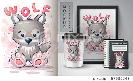 Cute Wolf Poster And Merchandising のイラスト素材