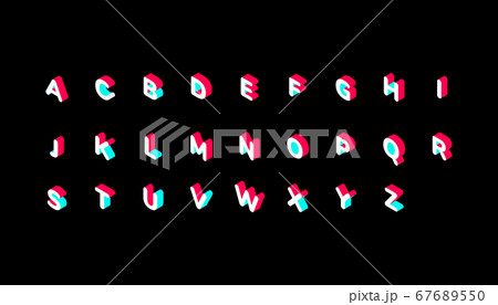 TikTok color isometric alphabet on black TikTok color isometric alphabet on black 67689550