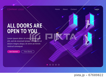 Choice, career ladder isometric landing page. Choice, career ladder isometric landing page. 67689822
