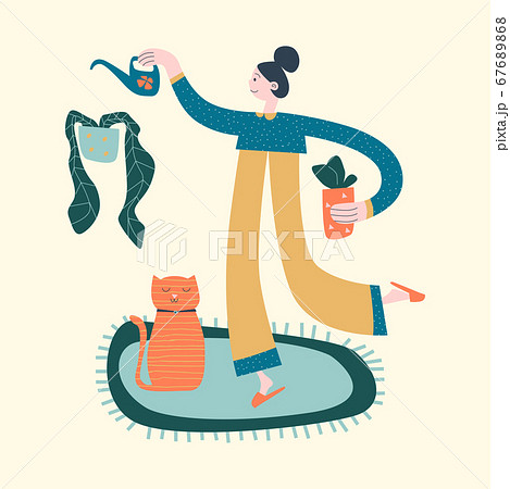 Stay home poster. Taking care of flowers  67689868