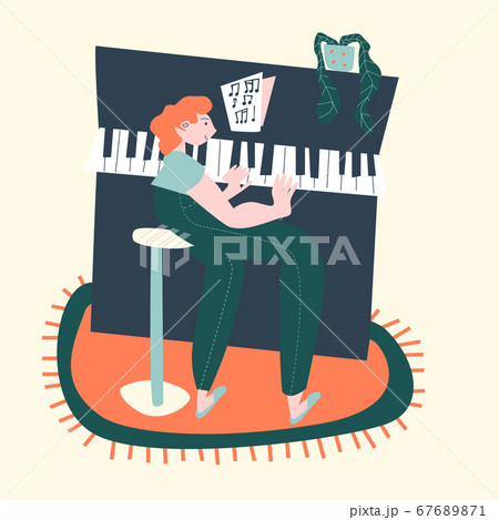 Stay home poster. Playing the piano at home Stay home poster. Playing the piano at home 67689871