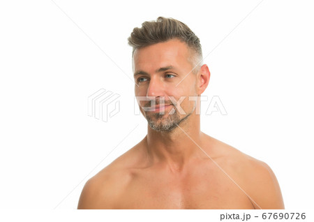 Skincare is essential. Handsome man with bare Skincare is essential. Handsome man with bare 67690726