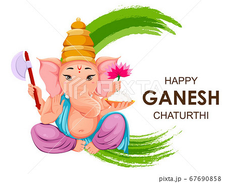 Lord Ganesha, idol in traditional Indian clothes 67690858