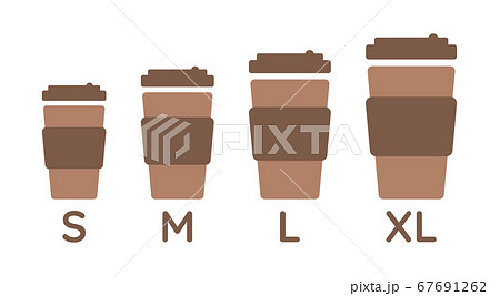 Coffee Cup Sizes Set S M L Xl Different Size のイラスト素材