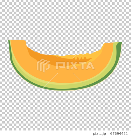 Illustration of red meat melon cut for easy eating. 67694421