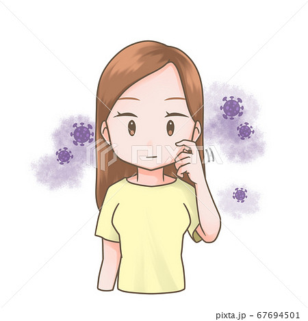 顔を掻く女性のイラスト 顔を掻く女性のイラスト 67694501
