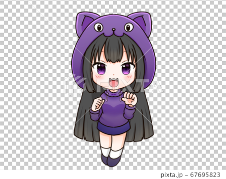 猫のかぶり物をした女の子 67695823