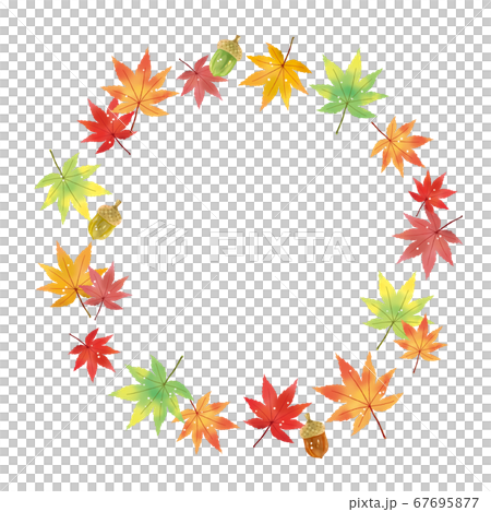 秋天的主題秋天的樹葉花圈 67695877