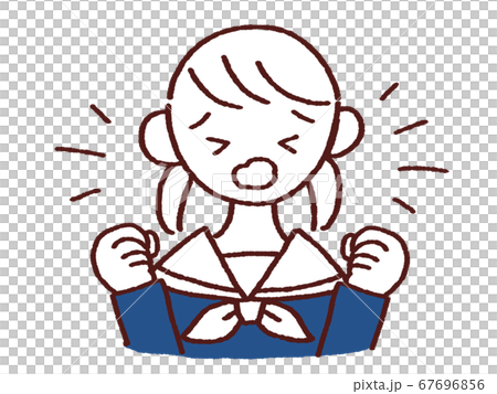 水手服握住雙手,生氣的女孩 水手服握住雙手,生氣的女孩 67696856