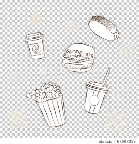 スナック・ジャンクフードセット(いたずら書き風) スナック・ジャンクフードセット(いたずら書き風) 67697859