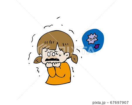 ウイルスに怯える女の子のイラスト素材