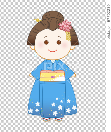 Woman in blue kimono national costume Woman in blue kimono national costume 67702259