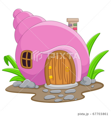 Cartoon Fairy House In The Shape Of A Shellのイラスト素材