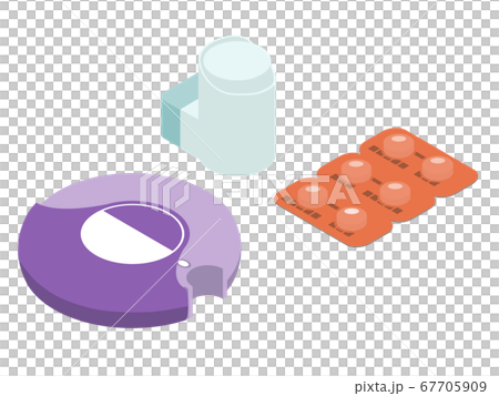 Asthma remedy isometric illustration set 67705909