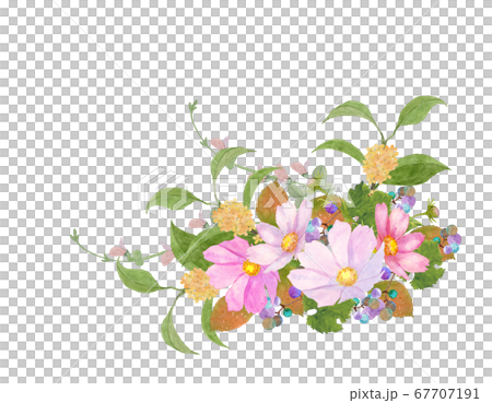 水彩の秋の花ブーケ 67707191