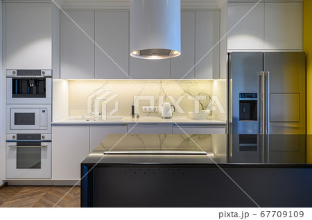 Luxury kitchen Interior with minimalism design Luxury kitchen Interior with minimalism design 67709109