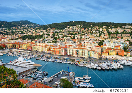 View of Old Port of Nice with yachts, France 67709154