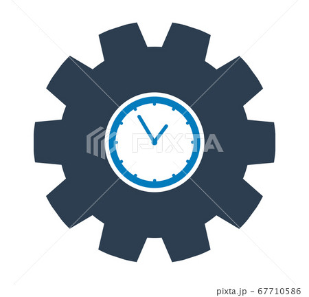 Clock Icon with gear symbol. Flat style vector. 67710586