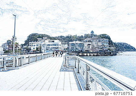 【神奈川県】江の島弁天橋【色鉛筆】 【神奈川県】江の島弁天橋【色鉛筆】 67710751