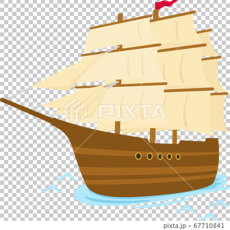 Wooden sailboat going by the sea 67710841