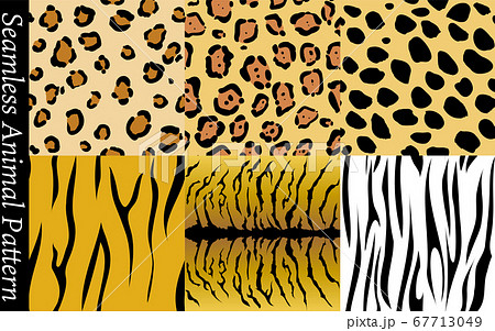 シームレスパターン：豹柄、ジャガー、チータ、虎、シマウマの柄模様のイラスト素材 [67713049] - PIXTA
