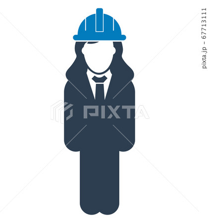 Standing Female  Engineer  Icon. Flat style vector. 67713111