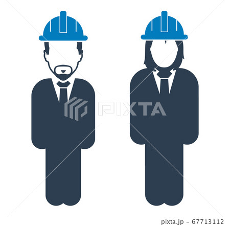 Standing  Engineer Couple Icon. Flat style vector. 67713112