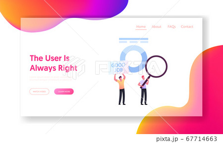 User Experience, Ranking Evaluation and Rating Landing Page Template. Tiny Characters Give Feedback for Good Job Service 67714663