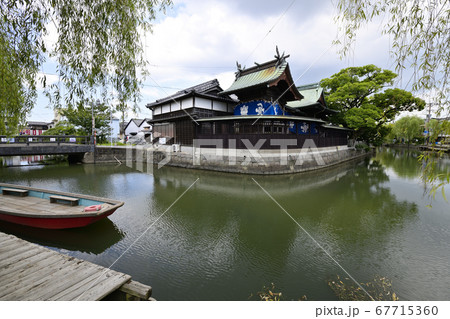 柳川市 掘割のある風景 沖端水天宮 柳川市 掘割のある風景 沖端水天宮 67715360