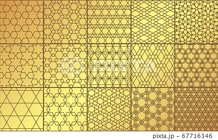 イスラム文様風　シームレスパターン壁紙セット 67716346