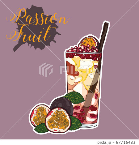 Hand Drawn Colorful Exotic Tropical Fruit Passion fruit Maracuja Summer Cocktail Drink Hand Drawn Colorful Exotic Tropical Fruit Passion fruit Maracuja Summer Cocktail Drink 67716433
