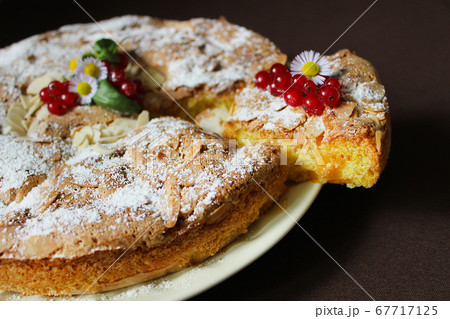Homemade Apple pie with nuts and red currants.Texture or background Homemade Apple pie with nuts and red currants.Texture or background 67717125