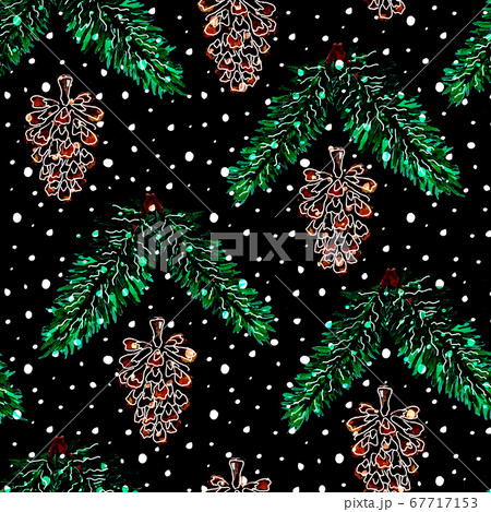 Christmas seamless pattern with cones and pine Christmas seamless pattern with cones and pine 67717153