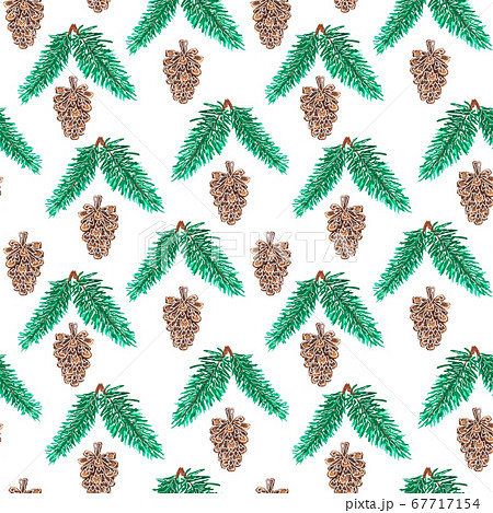 Christmas seamless pattern with cones and pine Christmas seamless pattern with cones and pine 67717154