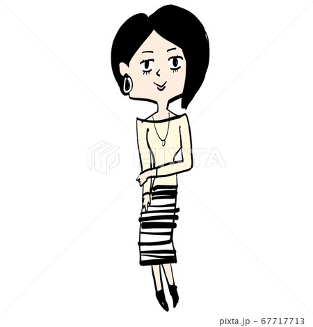 アシメボブ女性の全身像のイラスト素材