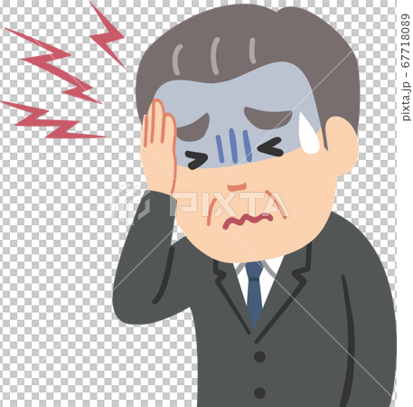 Senior man businessman in a suit with a headache - Stock Illustration ...
