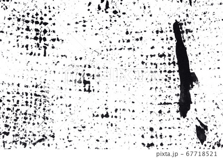 Abstract drops and smears of black acrylic paint. 67718521