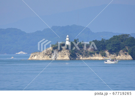 大久野島（うさぎ島）の風景と島へのフェリー航路 67719265