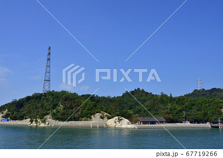 大久野島（うさぎ島）の風景と島へのフェリー航路 67719266