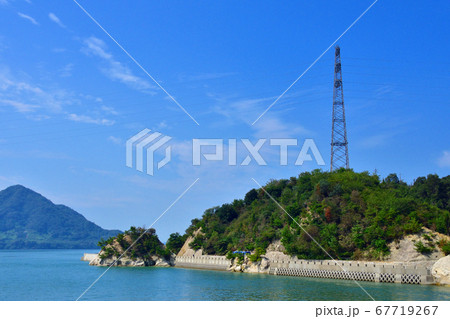 大久野島（うさぎ島）の風景と島へのフェリー航路 67719267