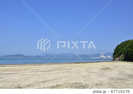 大久野島（うさぎ島）の風景と島へのフェリー航路 67719276