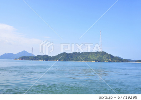 大久野島(うさぎ島)の風景と島へのフェリー航路 大久野島(うさぎ島)の風景と島へのフェリー航路 67719299