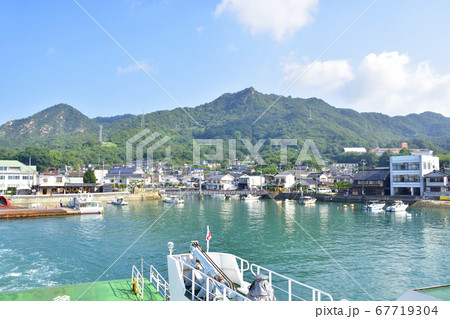 大久野島（うさぎ島）の風景と島へのフェリー航路 67719304