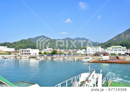 大久野島（うさぎ島）の風景と島へのフェリー航路 67719306