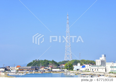 大久野島（うさぎ島）の風景と島へのフェリー航路 67719310