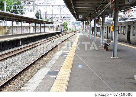 博多駅から小倉駅までの鹿児島本線車窓からの風景の写真素材