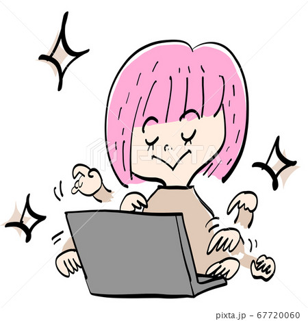 PCとピンクおかっぱ 67720060